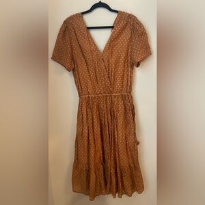 Trovata Birds of Paradis Polka Dot Cotton Silk Midi Dress Size L